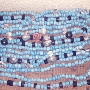 Vintage Wooden Clasp Multi-Strand Beaded Bracelet